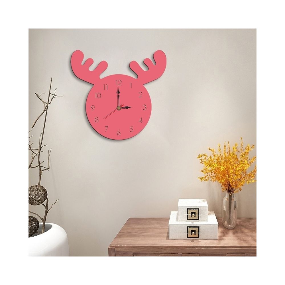 Wewoo - Horloge murale décorative de salon en forme de tête de cerf rose - Horloges, pendules