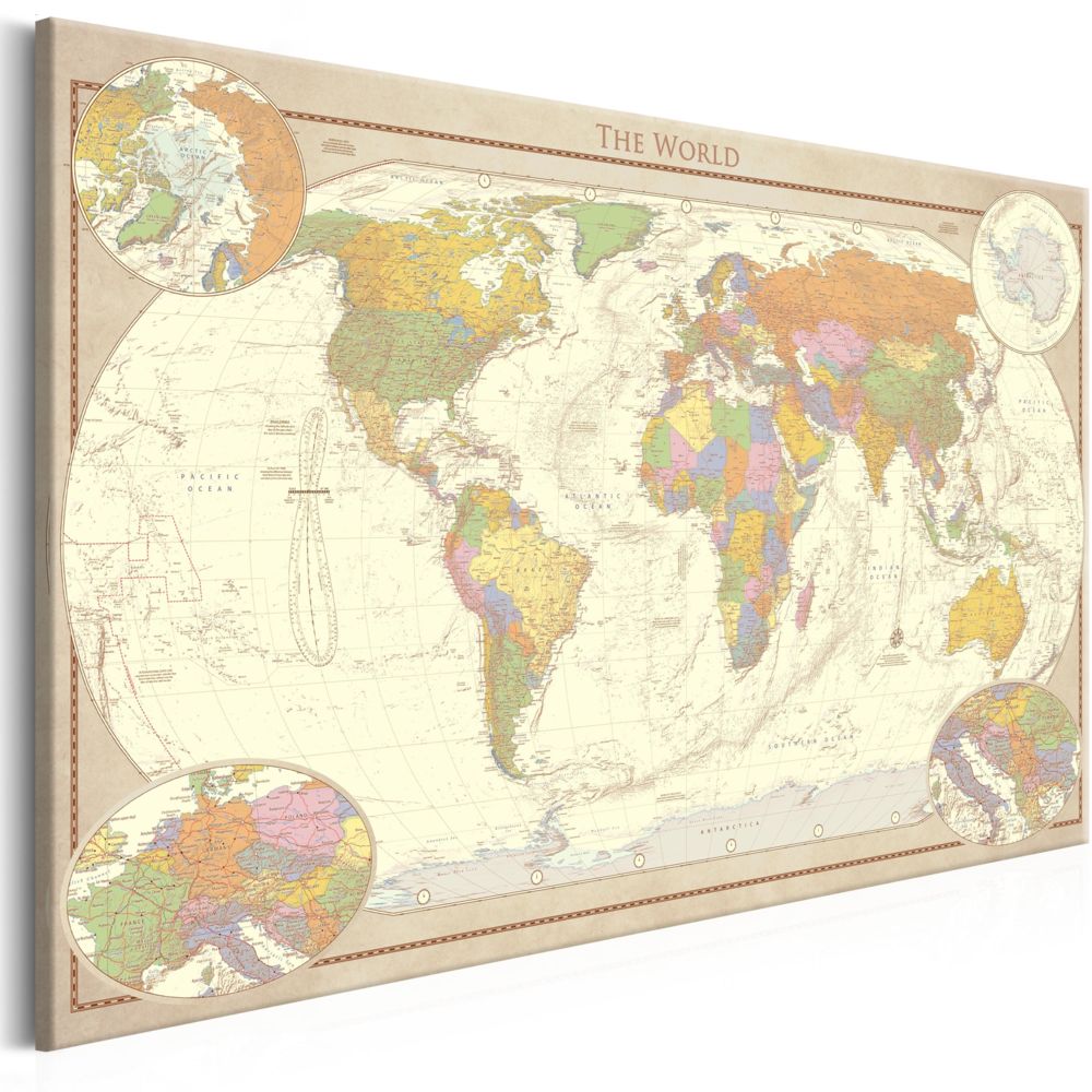Bimago - Tableau - Cream World Map - Décoration, image, art | Cartes du monde | - Tableaux, peintures