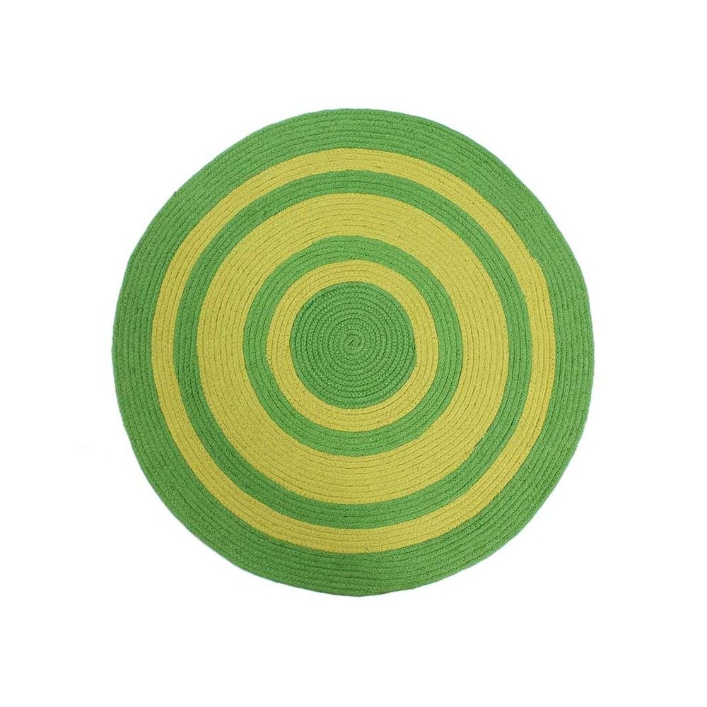 Mon Beau Tapis - TAMTAM - Tapis en coton effet cordage bi-colore vert diam.70 - Tapis