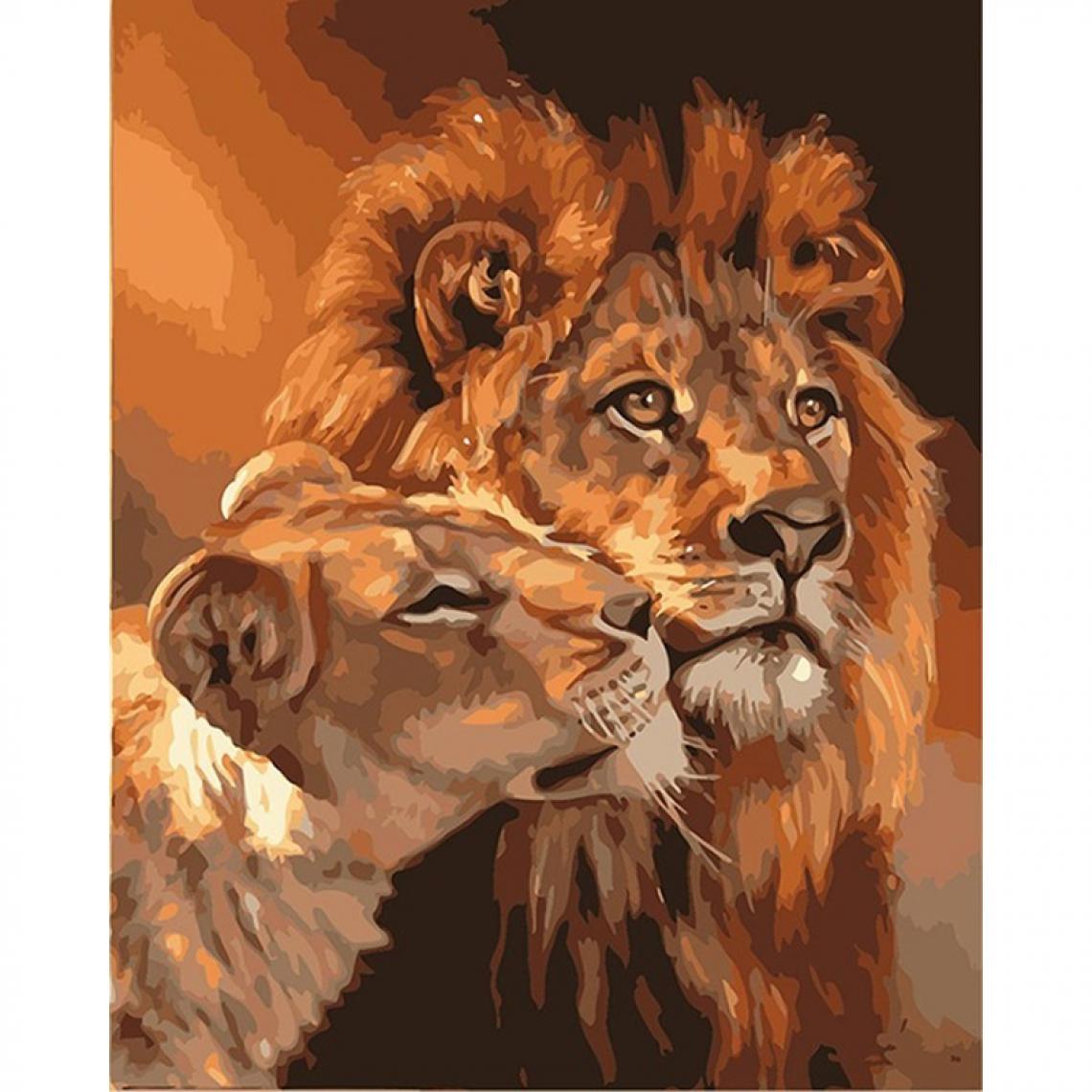 Wewoo - Sticker mural Peinture créative bricolage par numéros à l'huile Lion Couple Art sans cadreTaille 40 * 50 cm - Stickers