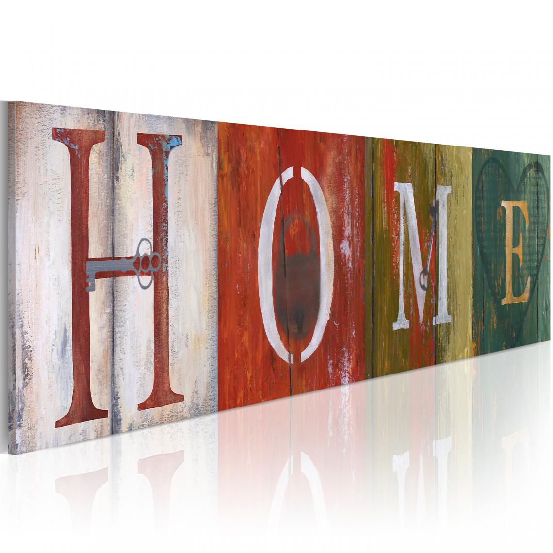 Decoshop26 - Tableau sur toile décoration murale image imprimée cadre en bois à suspendre Bienvenue à la maison! 135x45 cm 11_0008796 - Tableaux, peintures