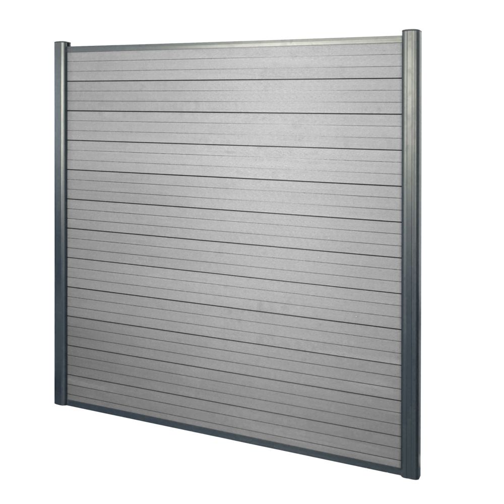 Mendler - WPC pare-vue Sarthe, abat-vent, clôture, aluminium premium ~ élément de base, 1,90m, gris - Paravents