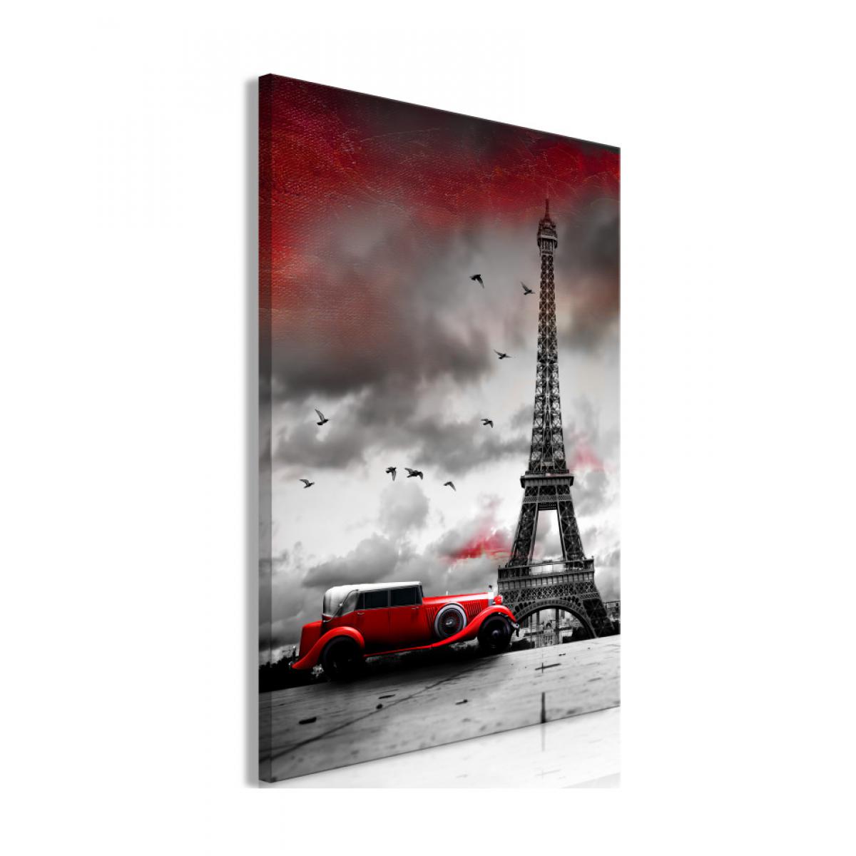 Artgeist - Tableau - Red Car in Paris (1 Part) Vertical 80x120 - Tableaux, peintures