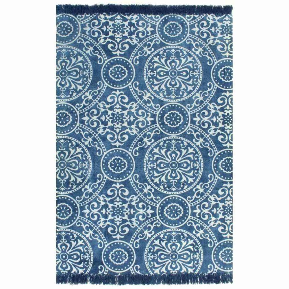 marque generique - Esthetique Décorations categorie Pékin Tapis Kilim Coton 160 x 230 cm avec motif Bleu - Tapis