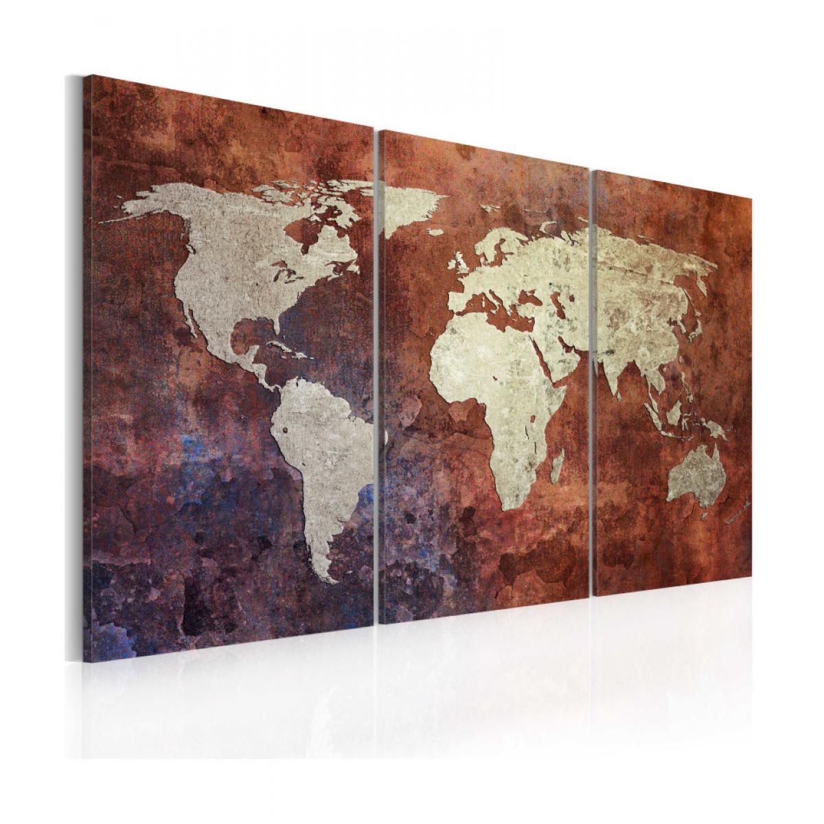 Artgeist - Tableau - Carte du monde dorée - triptyque 60x40 - Tableaux, peintures
