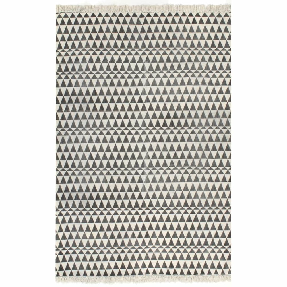 Vidaxl - vidaXL Tapis Kilim Coton 160 x 230 cm avec motif noir/blanc - Tapis