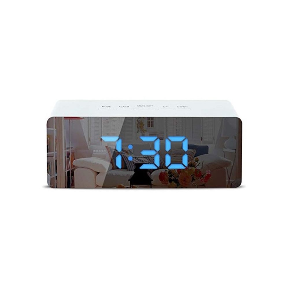 Wewoo - Horloge murale Miroir LED Réveil numérique de table Snooze électronique Temps Température Grand écran avec Lumière bleue - Horloges, pendules