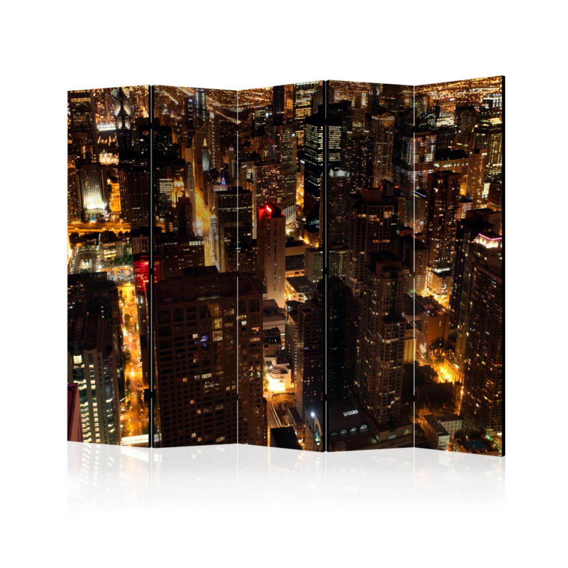 Artgeist - Paravent 5 volets - City by night - Chicago, USA II [Room Dividers] 225x172 - Paravents