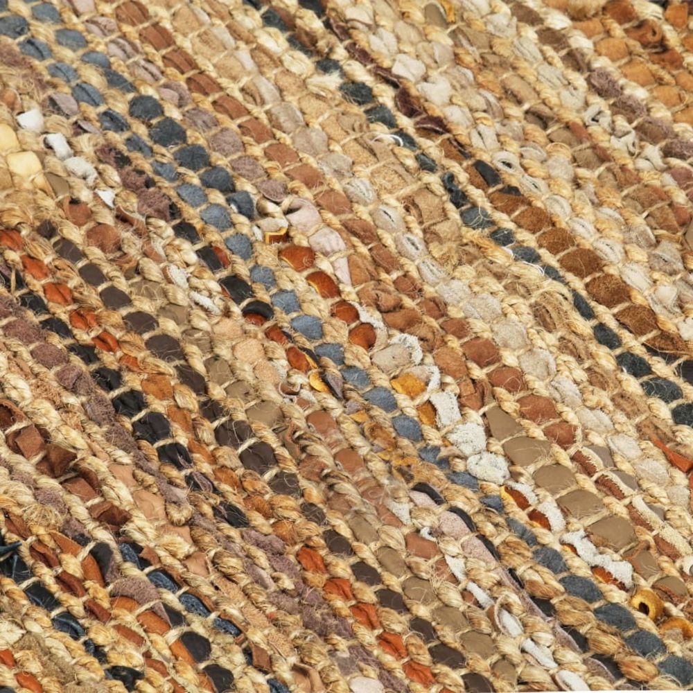 marque generique - Icaverne - Petits tapis famille Tapis Chindi tissé à la main Cuir Jute 160 x 230 cm Brun roux - Tapis