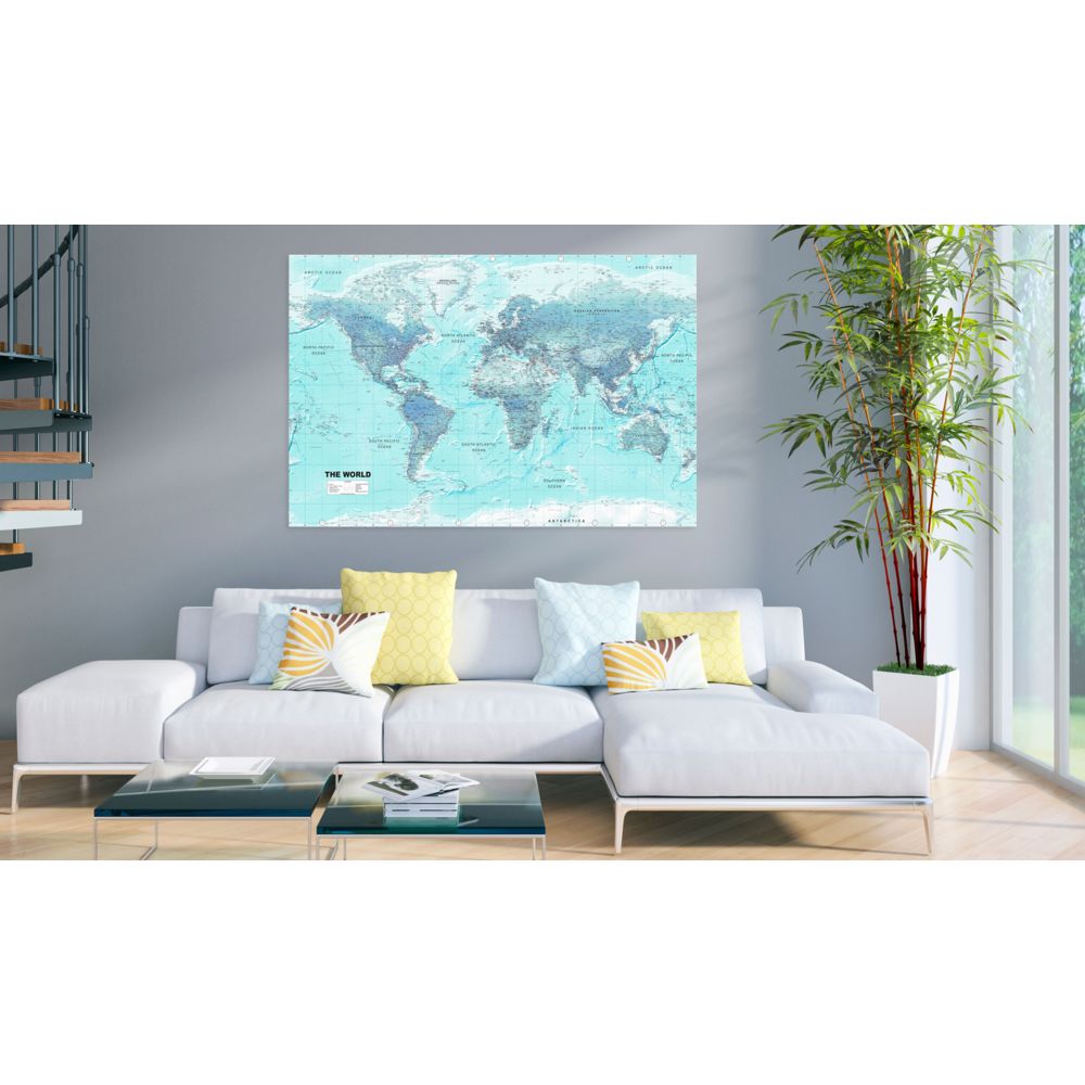marque generique - 120x80 Tableau Cartes du monde Splendide World Map: Sky Blue World - Tableaux, peintures