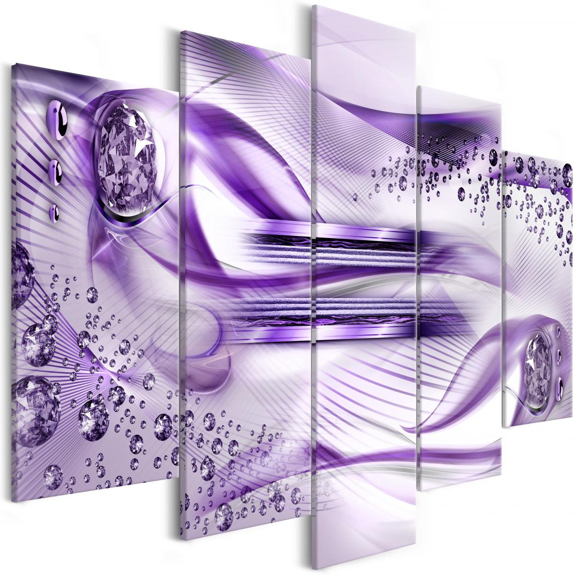 Decoshop26 - Tableau sur toile en 5 panneaux décoration murale image imprimée cadre en bois à suspendre Harpe sous-marine violet 100x50 cm 11_0001477 - Tableaux, peintures