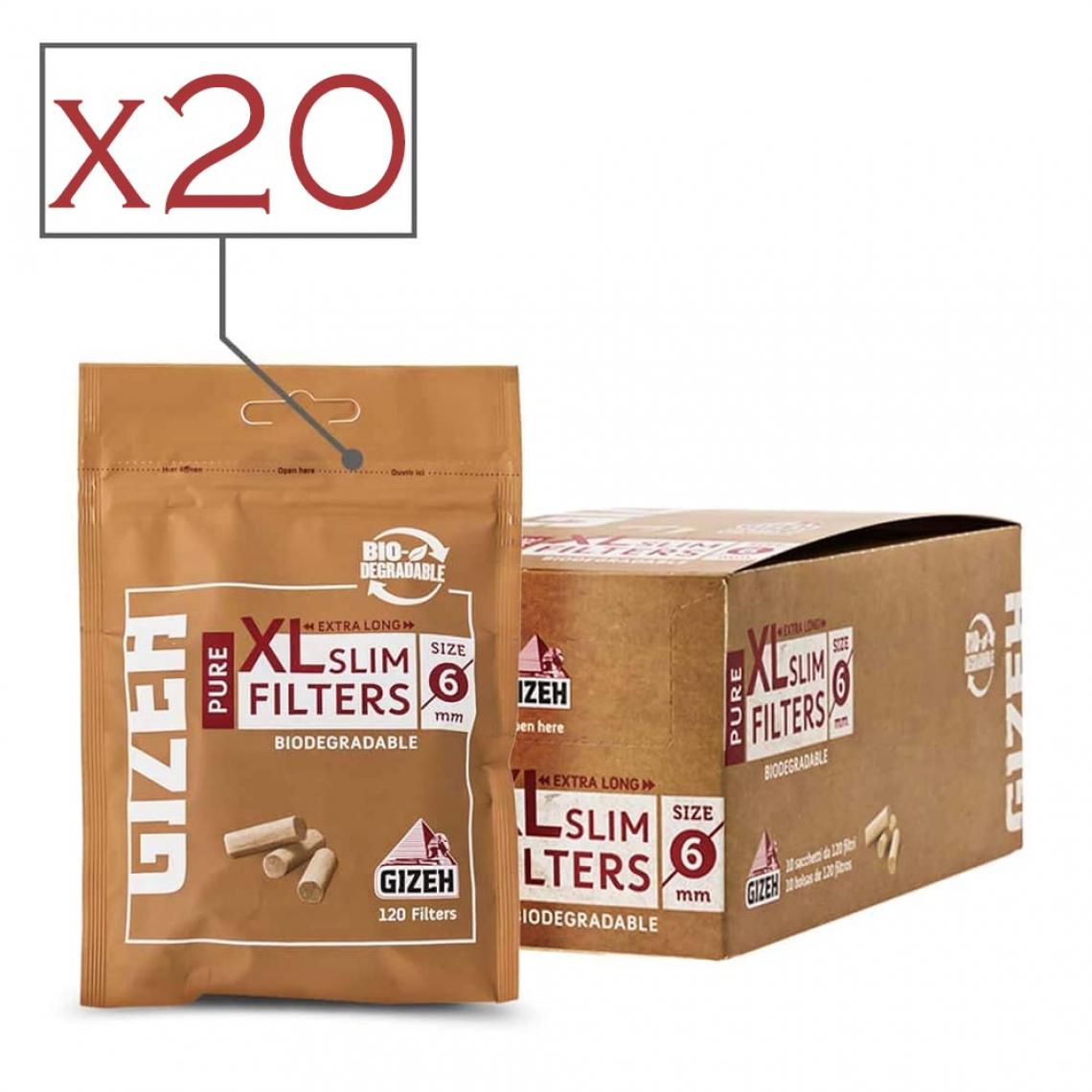 Gizeh Tubes Et Filtres - Lot de 20 sachets de filtres à cigarette Gizeh Pure XL Slim - Cendriers