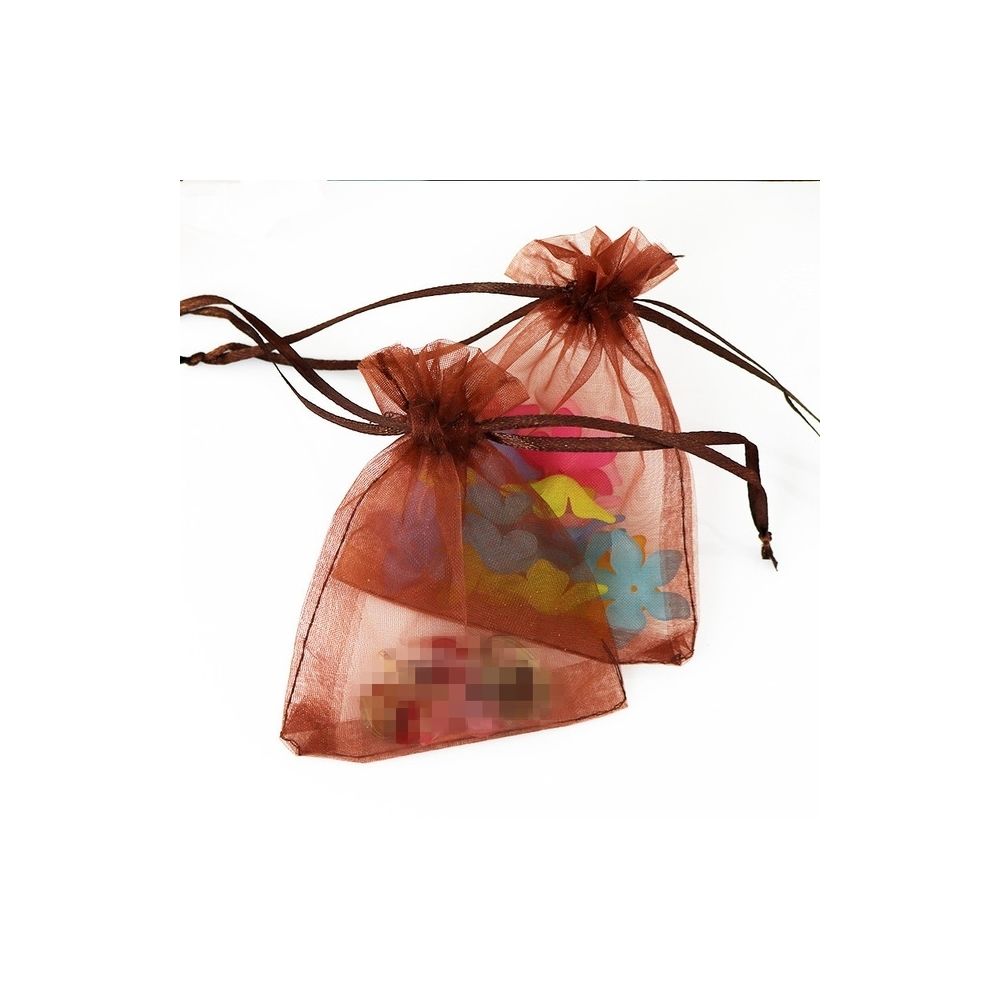 Wewoo - Décorations de Fête 100 PCS Organza Gift Bags Emballage Bijoux Sac De Mariage Décoration De De MariageTaille 7x9cm D20 Brun - Décorations de Noël