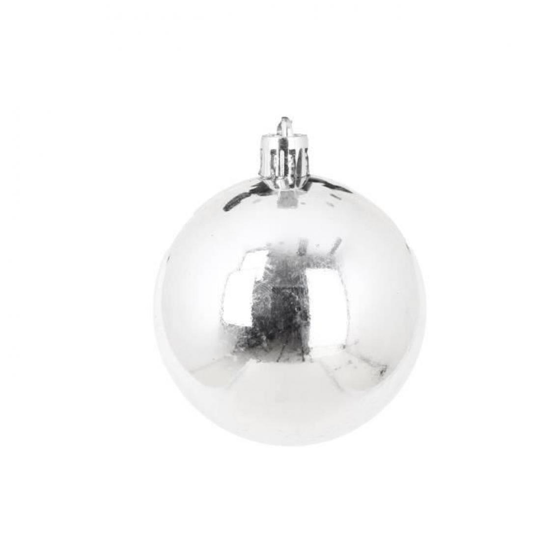 Cstore - AUTOUR DE MINUIT Set de 6 boules brillantes - Ø6 cm - Gris argent - Décorations de Noël