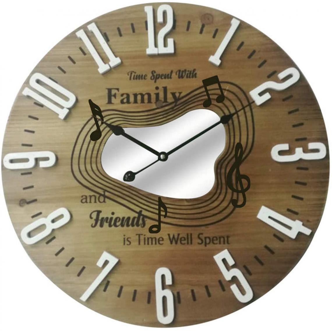 Mobili Rebecca - Horloge Murale Grande Mdf Style Friends Family Moderne 50x50x4,5 - Horloges, pendules