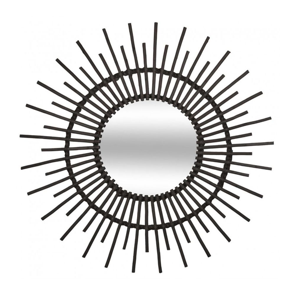 Atmosphera, Createur D'Interieur - Miroir soleil rotin noir 76cm - Horloges, pendules