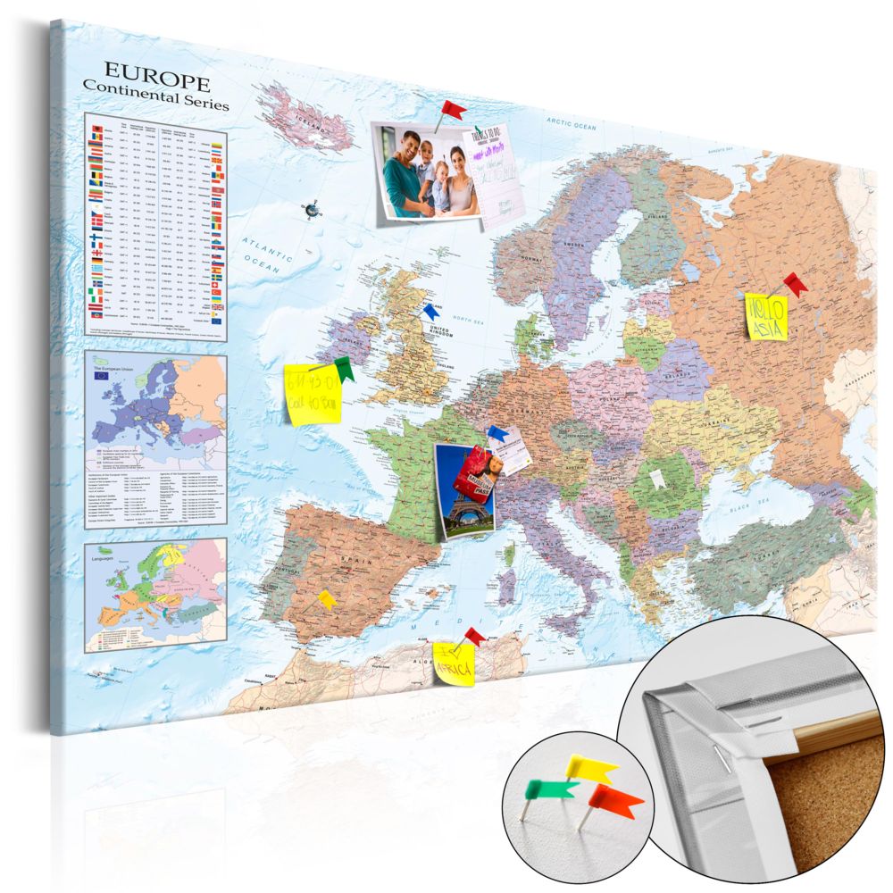 Bimago - Tableau en liège - World Maps: Europe [Cork Map] - Décoration, image, art | - Tableaux, peintures