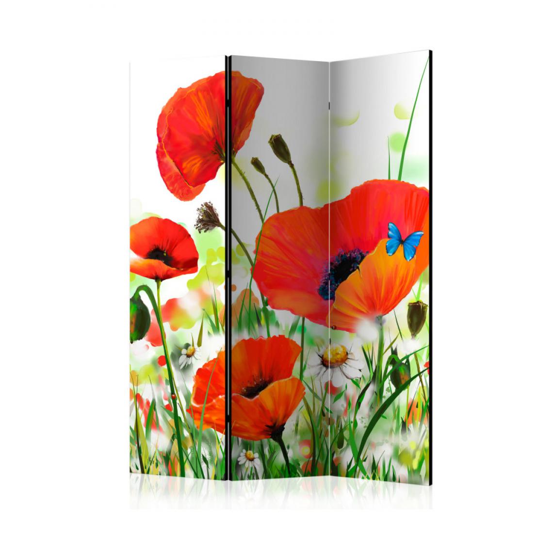 Artgeist - Paravent 3 volets - Country poppies [Room Dividers] 135x172 - Paravents
