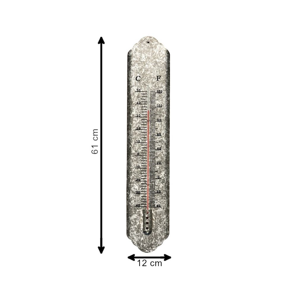 L'Originale Deco - Thermomètre de Jardin de Porte d'Entrée Mural Fer Zinc 61 cm x 12 cm - Objets déco