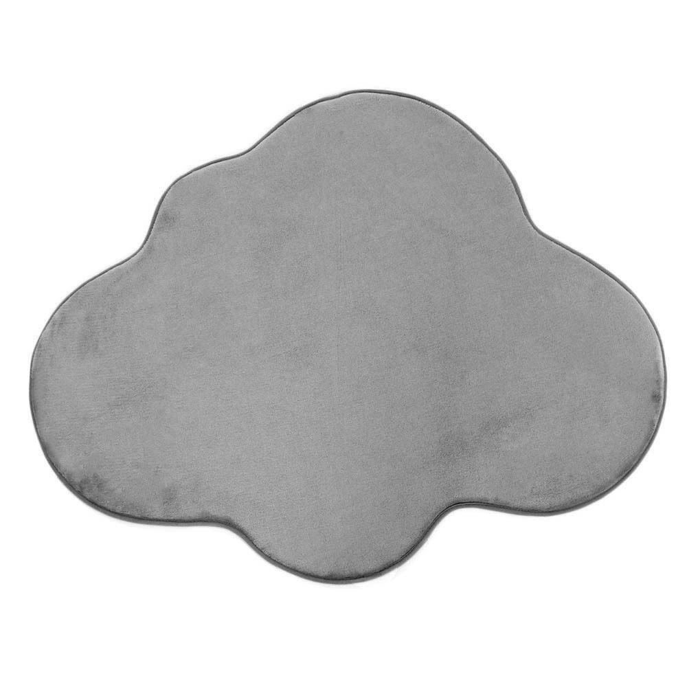 Mon Beau Tapis - FLANELLE - Tapis forme nuage extra-doux gris 90x70 - Tapis