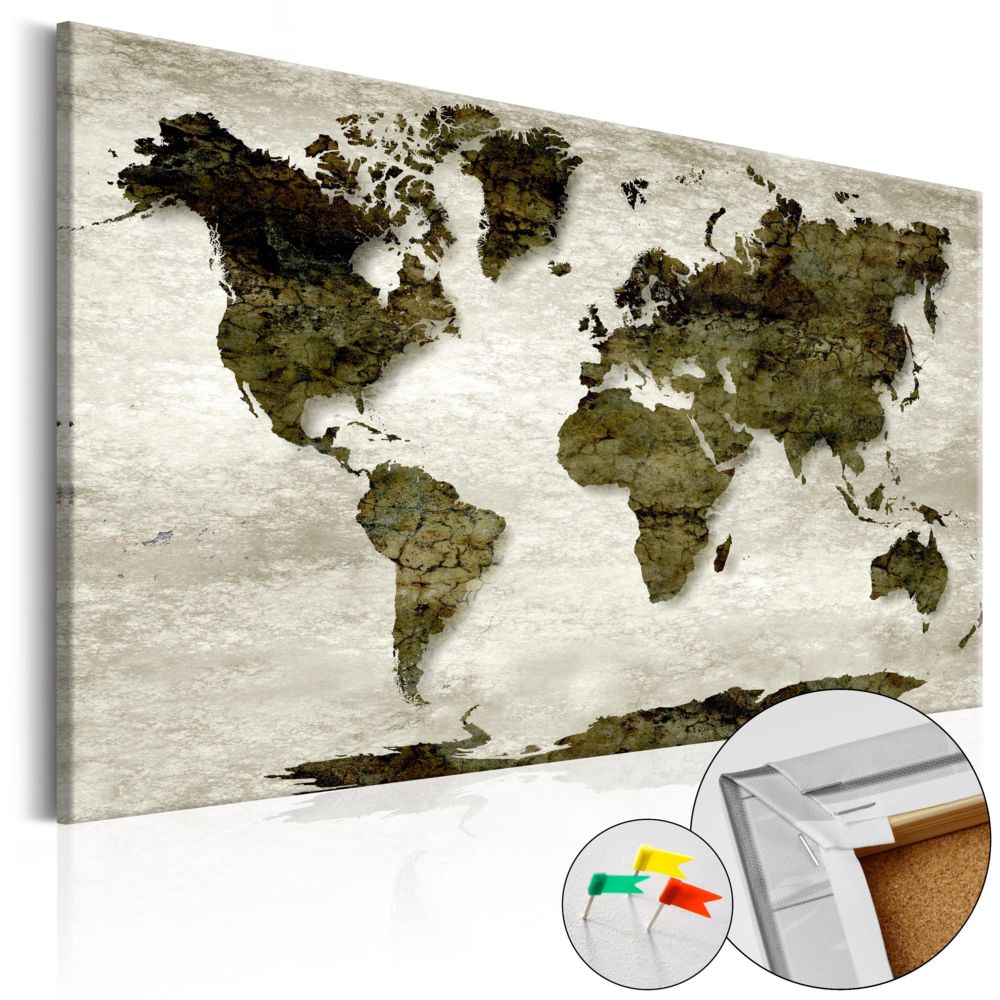 Bimago - Tableau en liège | Green Planet [Cork Map] | 60x40 | | - Tableaux, peintures