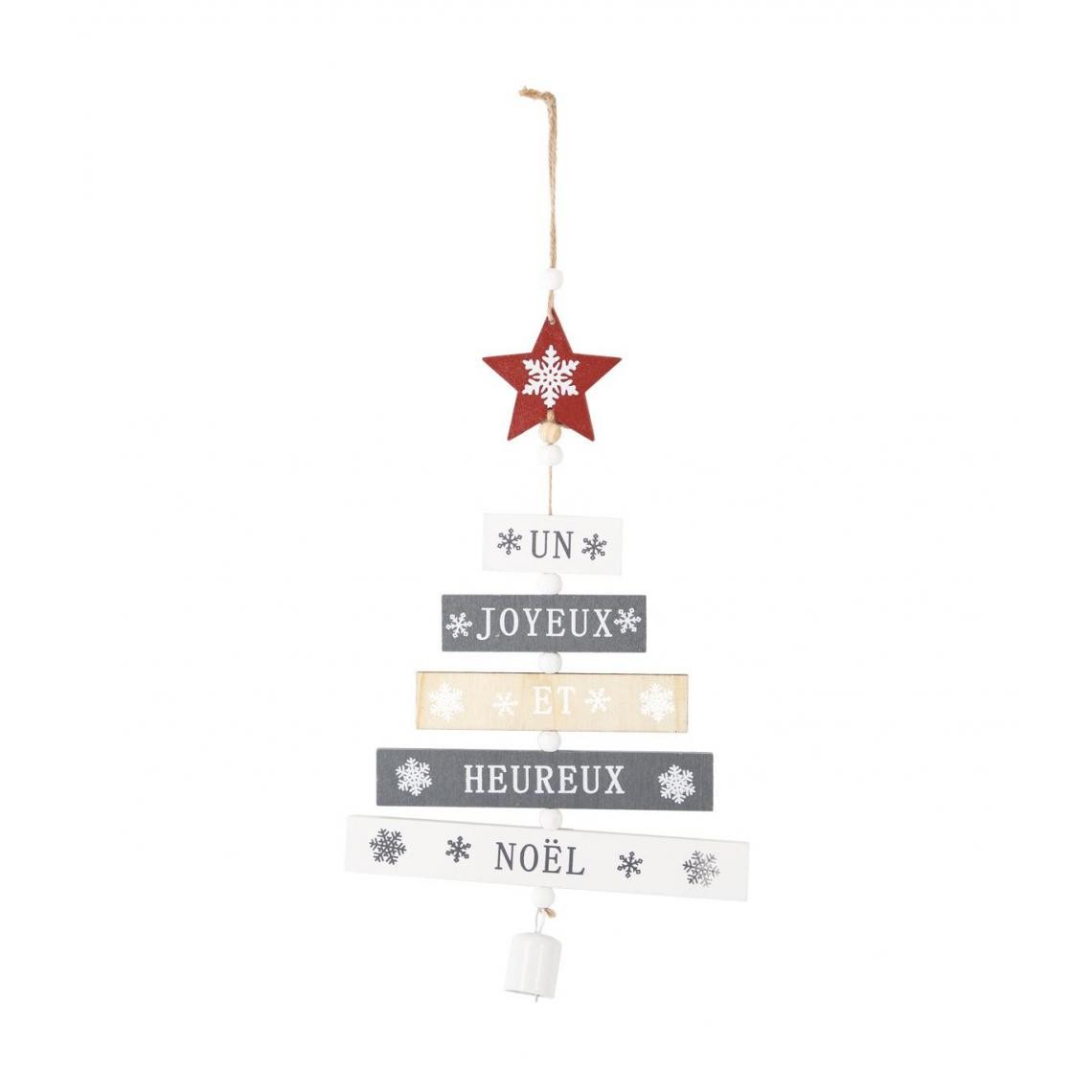 Feeric Lights And Christmas - Feeric Christmas - Sapin de Noël en Bois articulé avec inscription H 21 cm - Tableaux, peintures