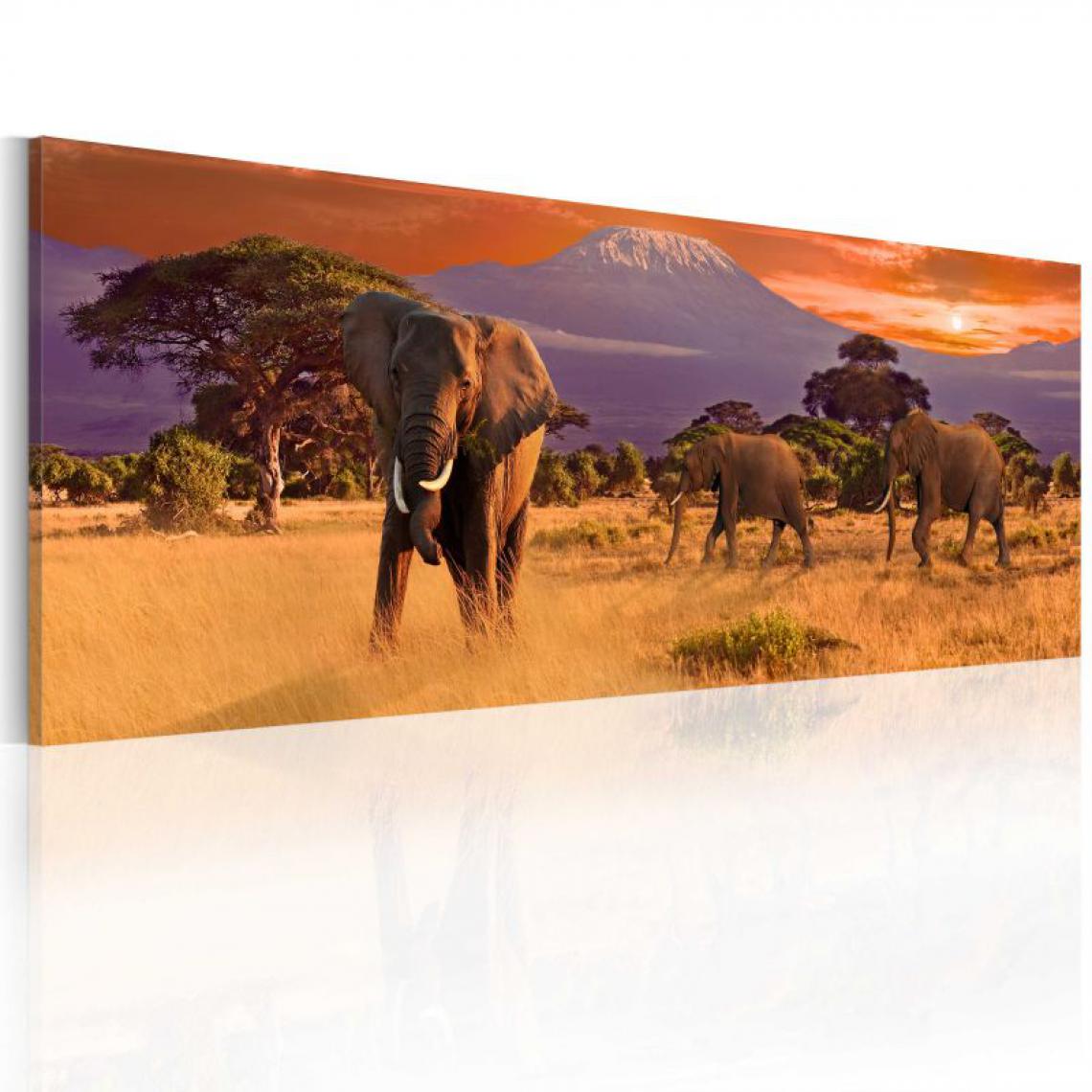 Artgeist - Tableau - March of african elephants .Taille : 135x45 - Tableaux, peintures