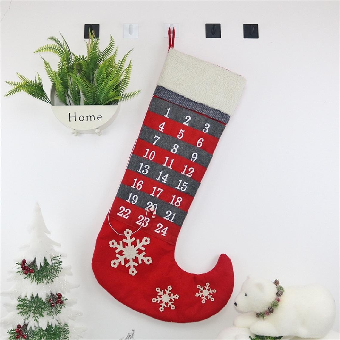 Wewoo - 2 pcs cx20219 calendrier compte à rebours de Noël chaussette décoration de pendentif de - Décorations de Noël