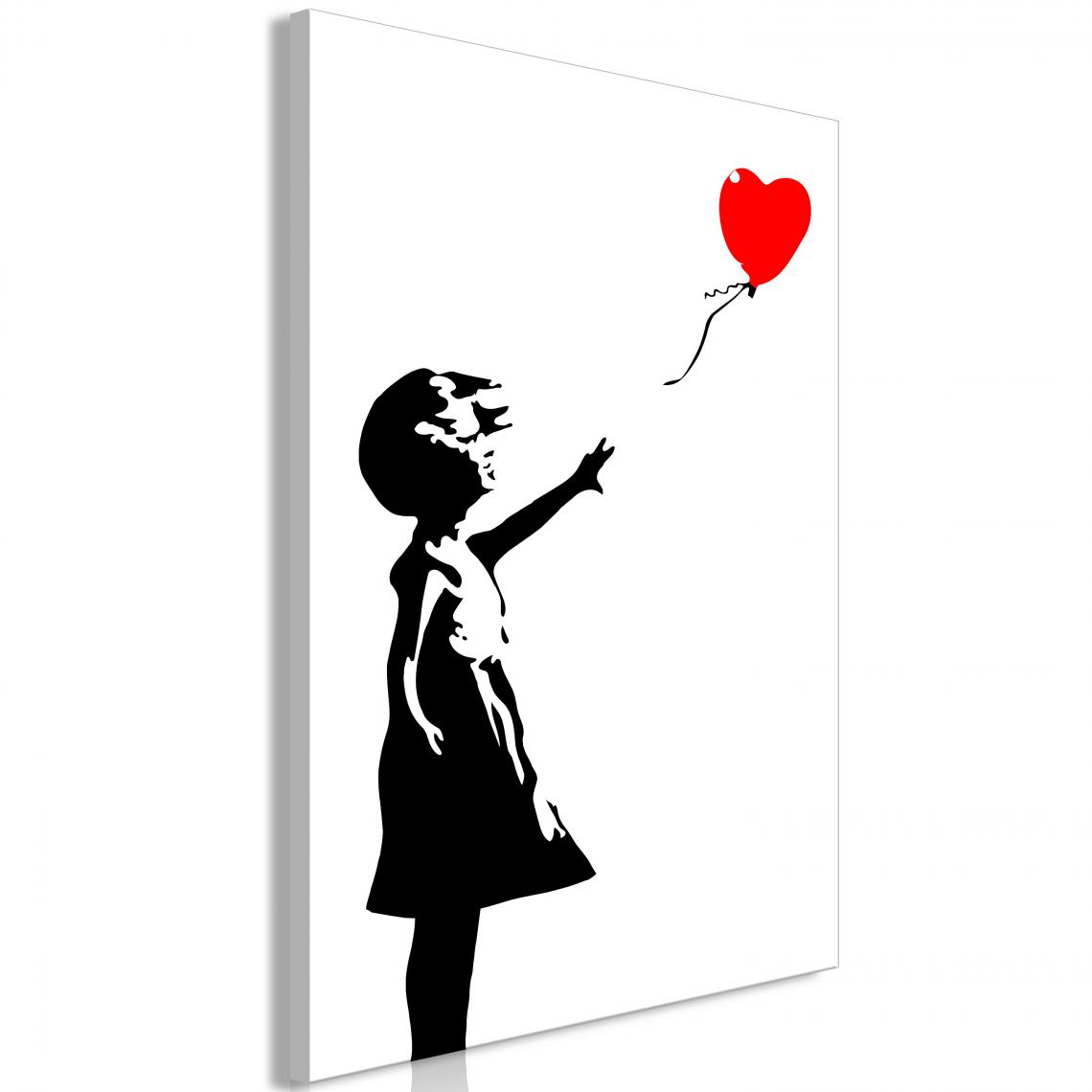 Decoshop26 - Tableau sur toile décoration murale image imprimée cadre en bois à suspendre Petite fille au ballon (1 partie) Vertical 60x90 cm 11_0003620 - Tableaux, peintures