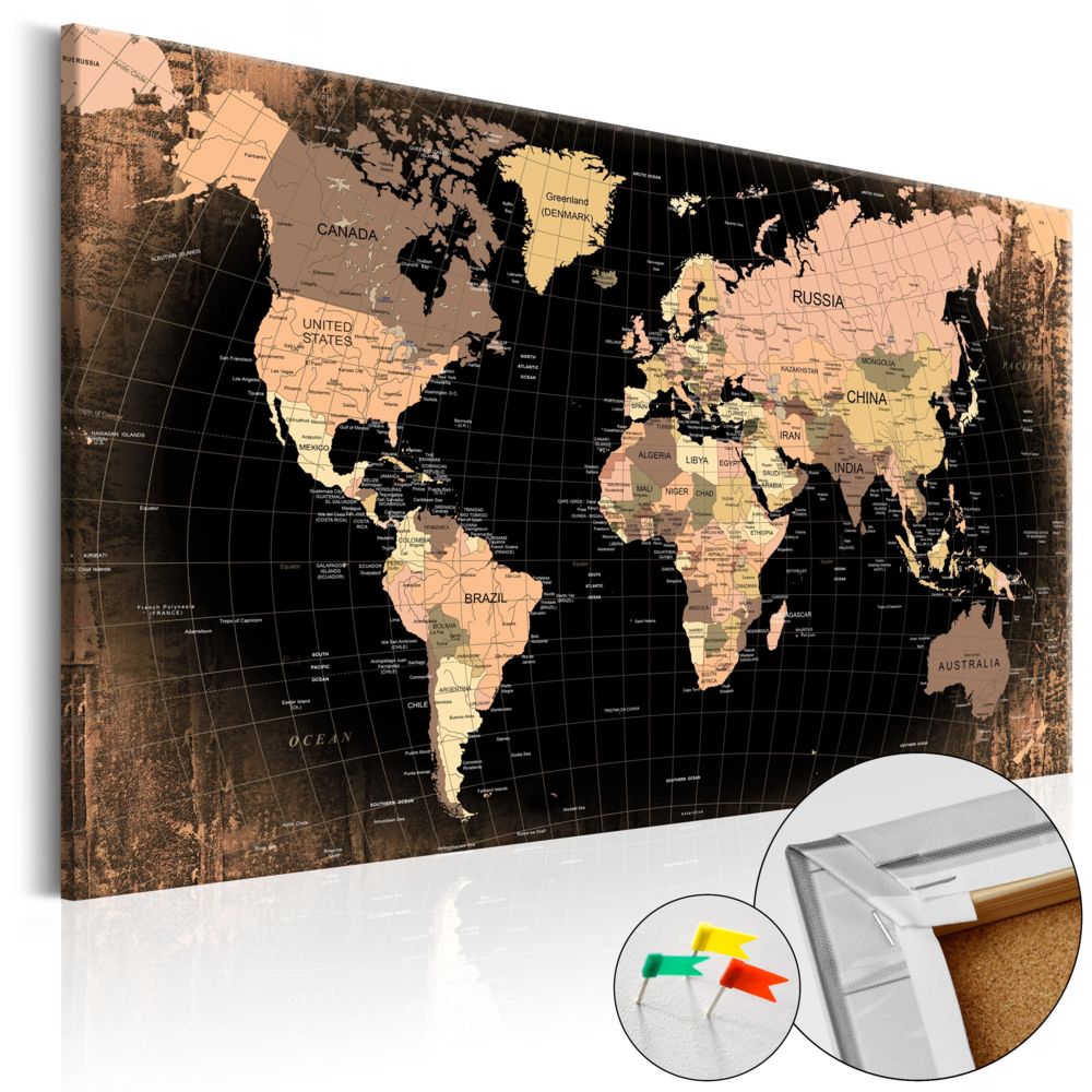 Bimago - Tableau en liège - Planet Earth [Cork Map] - Décoration, image, art | - Tableaux, peintures