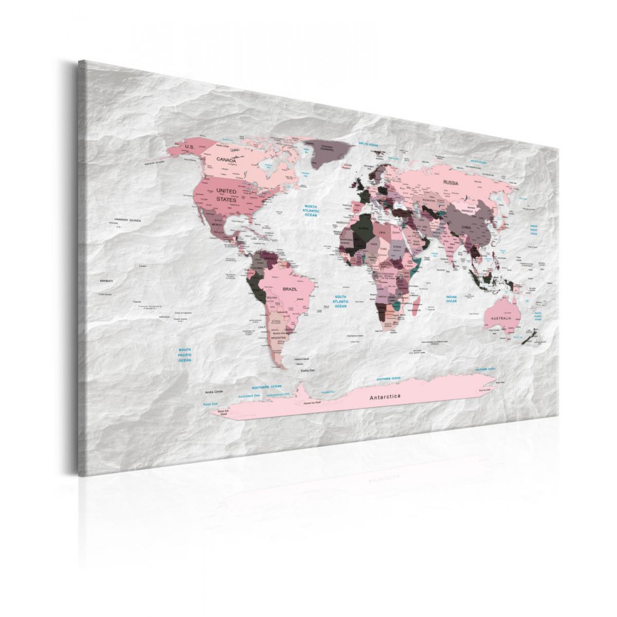 Artgeist - Tableau - World Map: Pink Continents 90x60 - Tableaux, peintures