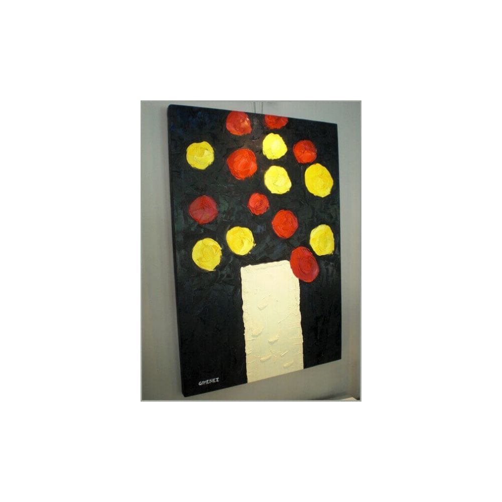 Mathi Design - Tableau Bouquet rouge et jaune - Tableaux, peintures