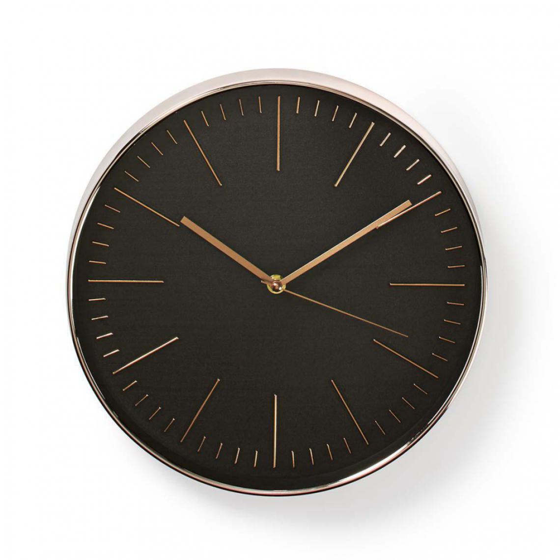Alpexe - Horloge Murale Circulaire | 30 cm de Diamètre | Noir et Or Rose - Horloges, pendules