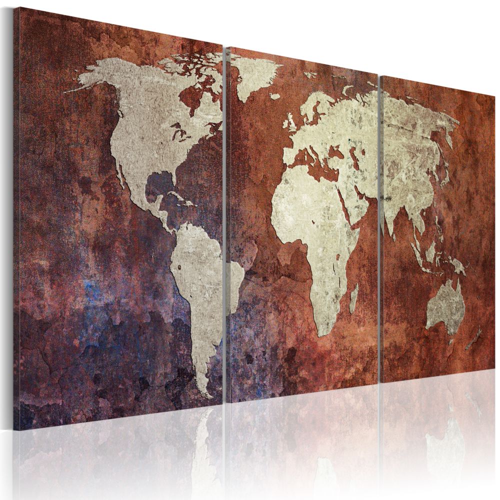 Bimago - Tableau - Continents d'acier - Décoration, image, art | Cartes du monde | - Tableaux, peintures