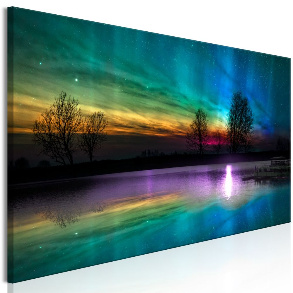 Bimago - Tableau - Rainbow Aurora (1 Part) Narrow - Décoration, image, art | Paysages | - Tableaux, peintures