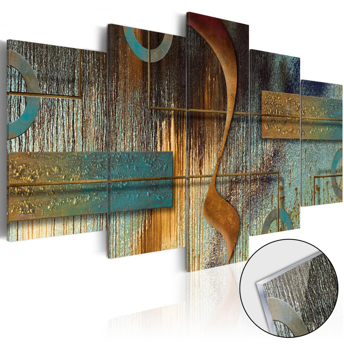 Decoshop26 - Tableaux en verre acrylique décoration murale motif Note exotique en 5 parties 200x100 cm TVA110047 - Tableaux, peintures