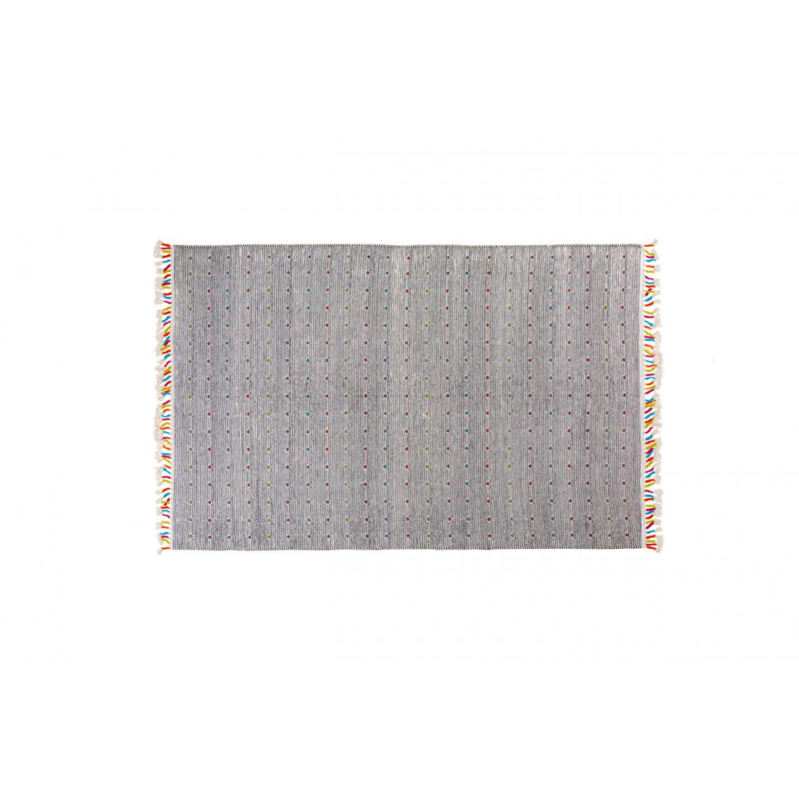 Alter - Tapis Texas moderne, style kilim, 100% coton, gris, 170x110cm - Tapis