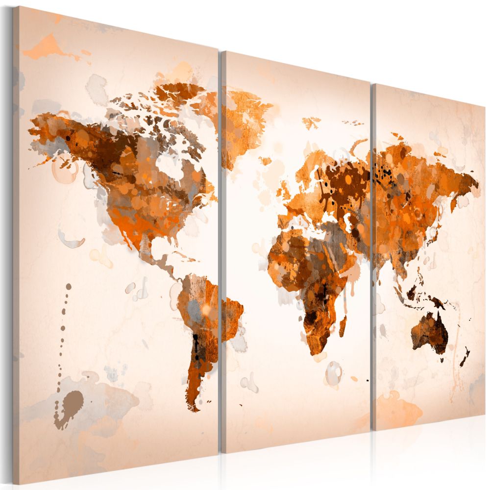 Bimago - Tableau - Map of the World - Desert storm - triptych - Décoration, image, art | Cartes du monde | - Tableaux, peintures