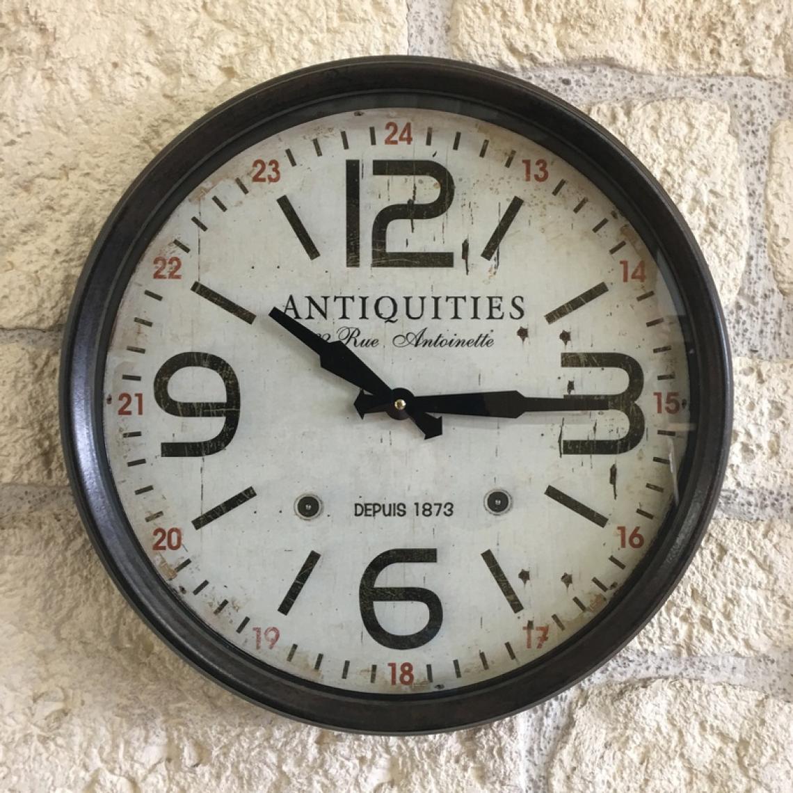 L'Originale Deco - Horloge de Gare Industrielle Horloge de Gare Murale Métal Vitrée ø46 cm x 8 cm - Horloges, pendules