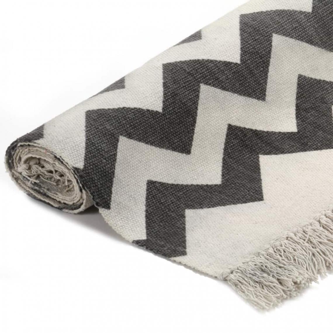 Icaverne - Icaverne - Petits tapis famille Tapis Kilim Coton 160 x 230 cm avec motif noir/blanc - Tapis