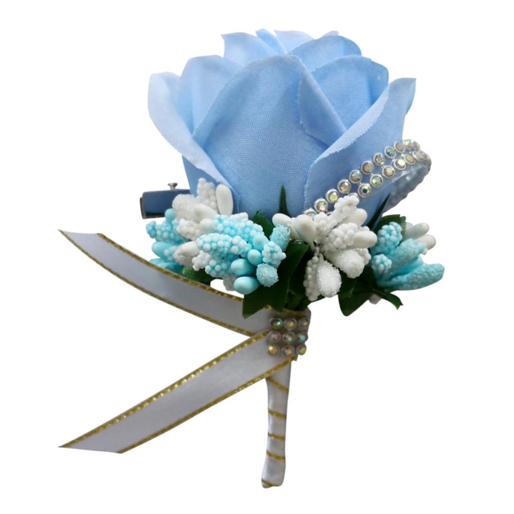 marque generique - Stimulation Broche Fleur Rose Pin Mariage Corsage Pin Lac Bleu - Plantes et fleurs artificielles