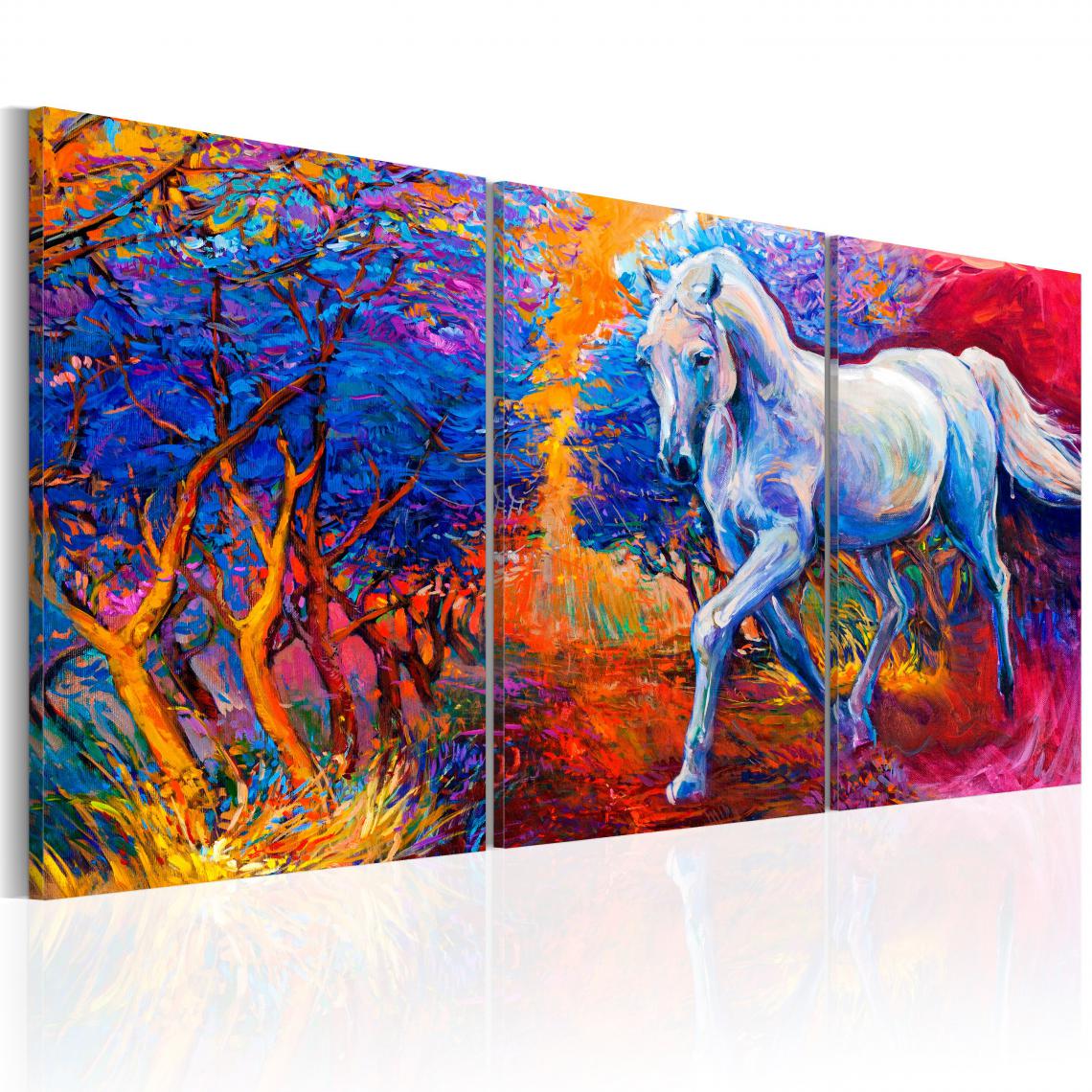 Decoshop26 - Tableau sur toile en 3 panneaux décoration murale image imprimée cadre en bois à suspendre Vallée de la fantaisie 60x30 cm 11_0003008 - Tableaux, peintures