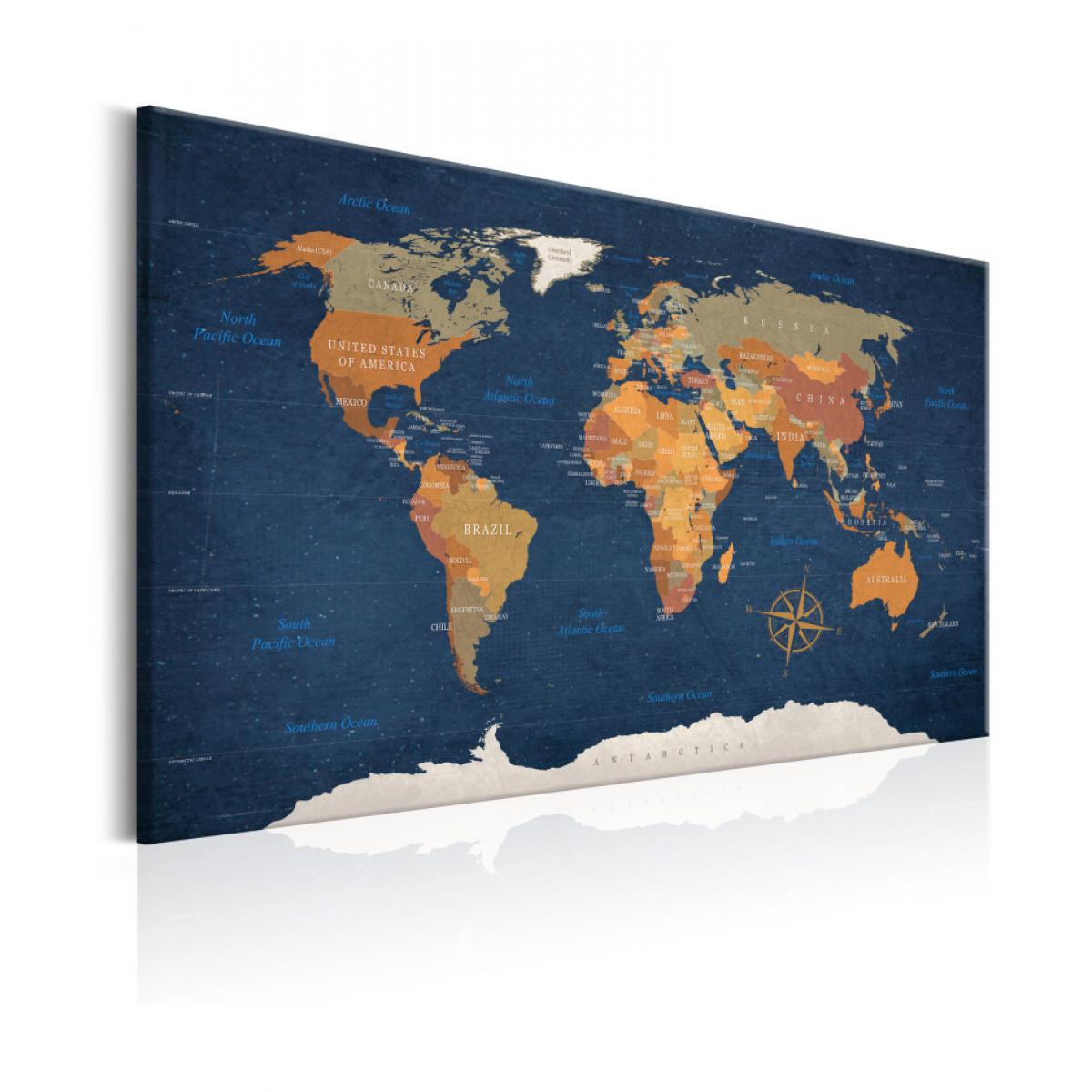 Artgeist - Tableau - World Map: Ink Oceans 90x60 - Tableaux, peintures