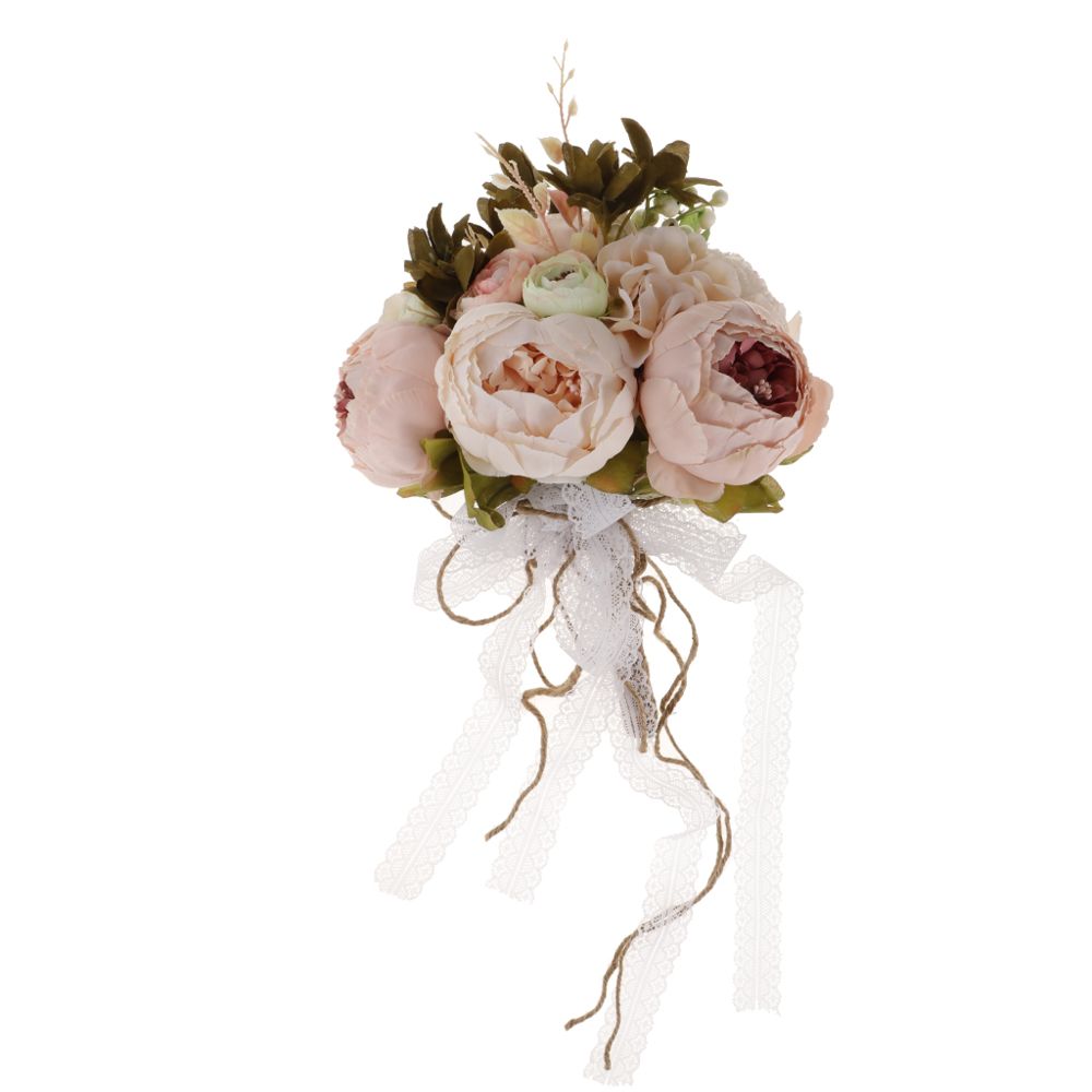 marque generique - bouquet de mariée artificielle pivoine mariée tenue fleurs vintage rose - Plantes et fleurs artificielles
