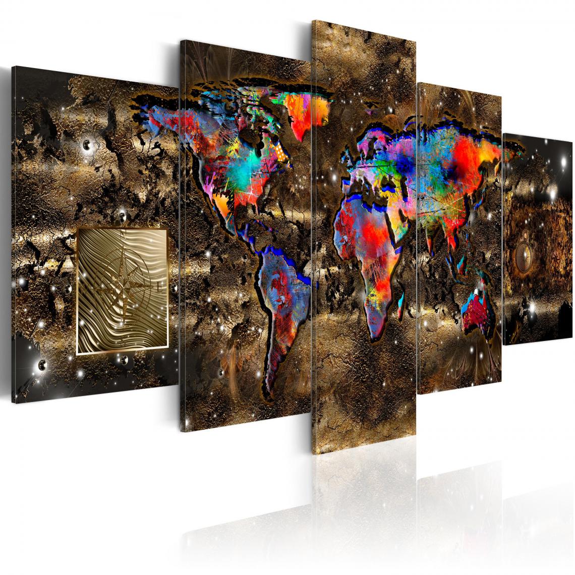 Decoshop26 - Tableau sur toile en 5 panneaux décoration murale image imprimée cadre en bois à suspendre Monde fantastique 100x50 cm 11_0004463 - Tableaux, peintures