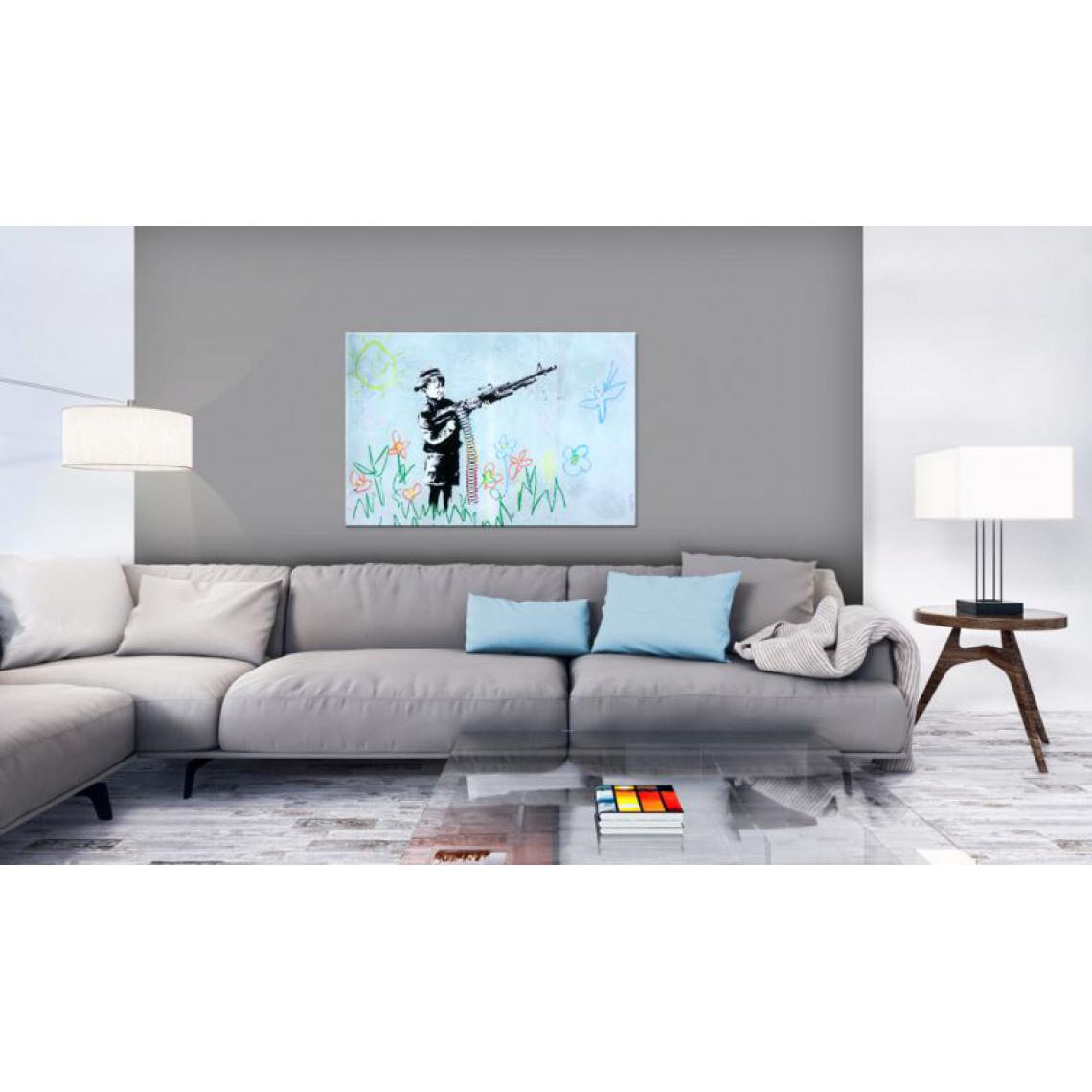 Artgeist - Tableau - Boy with Gun by Banksy .Taille : 120x80 - Tableaux, peintures