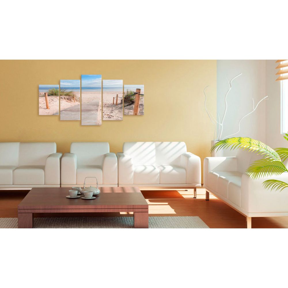 marque generique - 200x100 Tableau Paysage marin Paysages Contemporain Matinée sur la plage - Tableaux, peintures