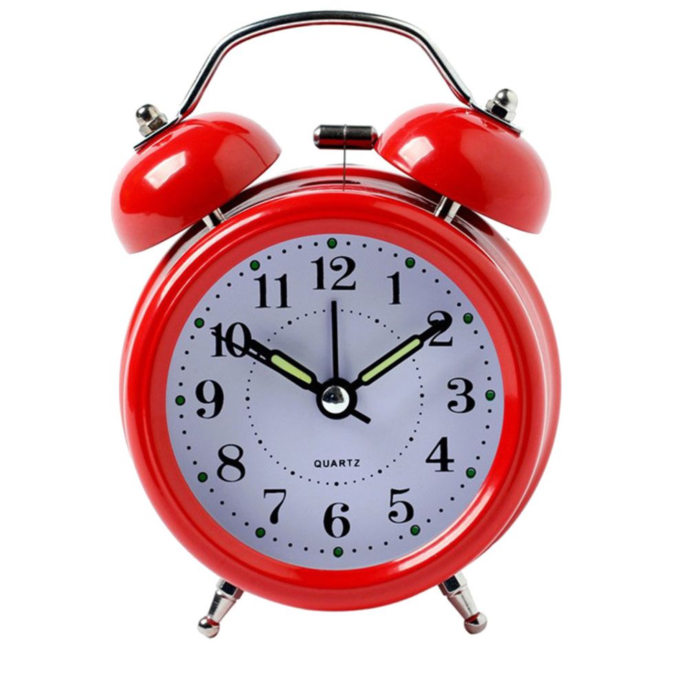 marque generique - numérique 3d double cloche horloge carillon horloge fort réveil batterie puissance 3inch rouge - Réveil