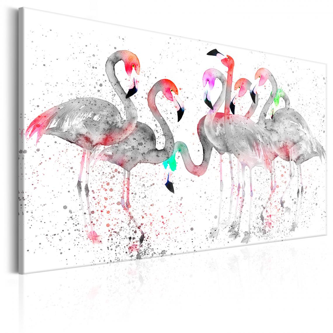 Decoshop26 - Tableau sur toile décoration murale image imprimée cadre en bois à suspendre Danse des flamants 90x60 cm 11_0002550 - Tableaux, peintures