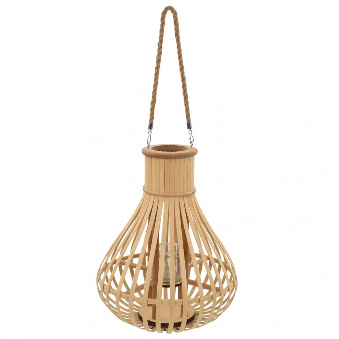 Decoshop26 - Bougeoir suspendu porte-bougie bambou naturel décoration extérieur DEC020008 - Bougeoirs, chandeliers